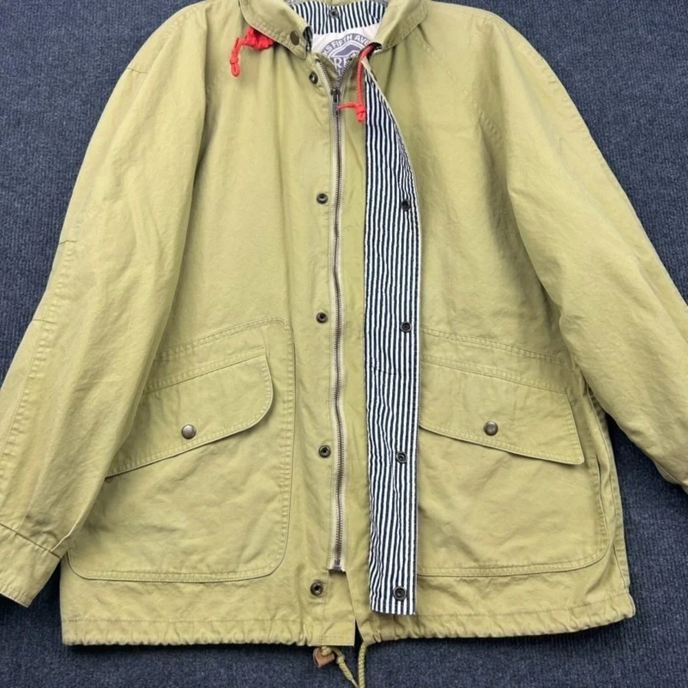 Saks 5th Avenue New York NY Real Clothes Hooded Field Chore Jacket Khaki Outdoor